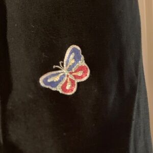 Coldwater Creek Black Top with Colorful Embroidery